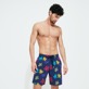 Men Others Printed - Men Stretch Long Swim Shorts Ronde Des Tortues, Navy front worn view