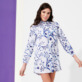 Women Others Printed - Women Linen Shirt Dress Cherry Blossom, Sea blue details view 2