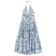 Damen Andere Bedruckt - Cherry Blossom Kleid aus Baumwolle für Damen, Sea blue Vorderansicht