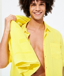 Hombre Autros Liso - Toalla de playa de color liso y en algodón orgánico, Limon vista frontal desgastada