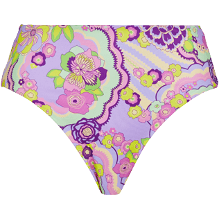 Women High waist Printed - Women High-waisted Bikini Bottom Rainbow Flowers, Cyclamen front view