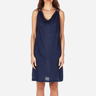 Women Others Solid - Women Cowl neck Linen Jersey Dress Solid, Navy supp1 Women Others Solid - Women Cowl neck Linen Jersey Dress Solid, Navy supp1