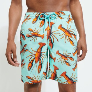 Men Others Printed - Men Stretch Long Swim Shorts Lobster, Lagoon back worn view