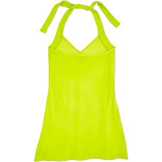 Mujer Vestido Liso - Vestido en tejido terry con estampado liso para anudar alrededor del cuello para mujer, Limoncillo back Mujer Vestido Liso - Vestido en tejido terry con estampado liso para anudar alrededor del cuello para mujer, Limoncillo back