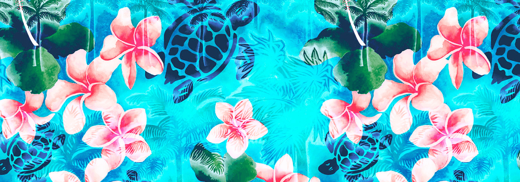 男款 Others 印制 - 男士 Turtles Jungle 棉麻保龄球衫, Lazulii blue 打印