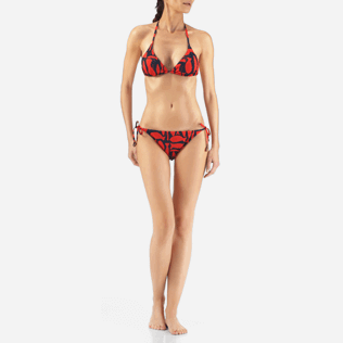 Women Tops Printed - Silex Fishes Triangle shape bikini top, Poppy red frontworn Women Tops Printed - Silex Fishes Triangle shape bikini top, Poppy red frontworn