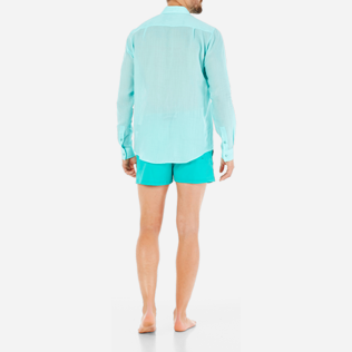 Others Solid - Unisex Linen Voile Shirt Solid, Lagoon backworn Others Solid - Unisex Linen Voile Shirt Solid, Lagoon backworn