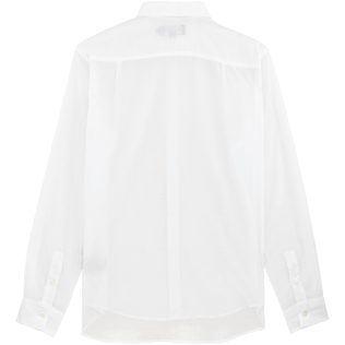 男款 Others 纯色 - 中性纯色全棉巴里纱衬衫, White 后视图