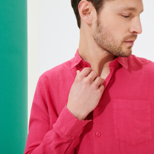 Men Others Solid - Men Linen Shirt Solid, Shocking pink supp1 Men Others Solid - Men Linen Shirt Solid, Shocking pink supp1