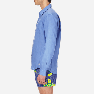 Hombre Autros Liso - Camisa de lino liso para hombre, Lavanda supp3 Hombre Autros Liso - Camisa de lino liso para hombre, Lavanda supp3