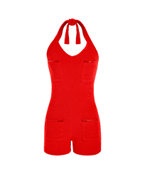 Women Others Solid - Women terry Playsuit - Vilebrequin x JCC+ - Limited Edition, Poppy red front view