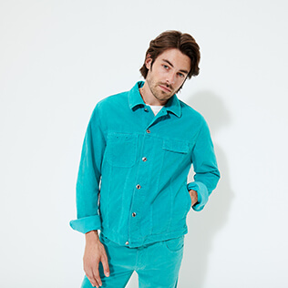 Herren Andere Uni - Trucker-Jacke aus Samt für Herren, Türkis supp3 Herren Andere Uni - Trucker-Jacke aus Samt für Herren, Türkis supp3