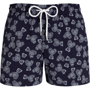 Men Others Printed - Men Stretch Swim Trunks Teddy Bear - Vilebrequin x Palm Angels, Navy front view