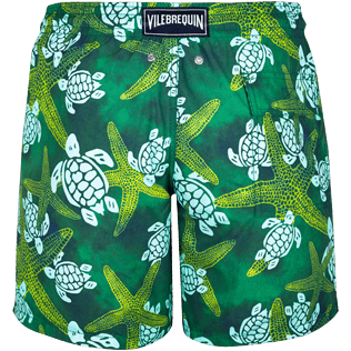 Men Classic / Moorea Printed - Men Swimtrunks Starlettes & Turtles Vintage, Malachite green back Men Classic / Moorea Printed - Men Swimtrunks Starlettes & Turtles Vintage, Malachite green back