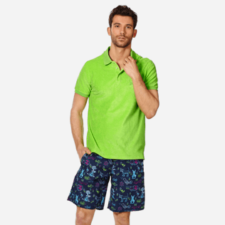Men Others Solid - Men Terry Cloth Polo Shirt Solid, Grass green frontworn Men Others Solid - Men Terry Cloth Polo Shirt Solid, Grass green frontworn