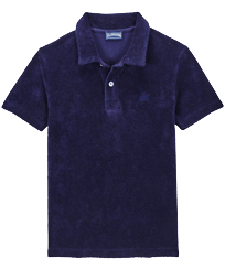Boys Terry Polo Shirt Solid Marineblau Vorderansicht