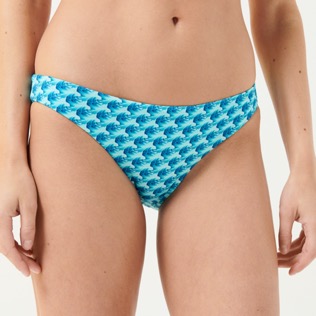 Women Classic brief Printed - Women Bikini Bottom Midi Brief Micro Waves, Lazulii blue details view 2