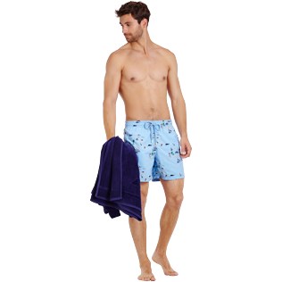 Hombre 017 Bordado - Bañador bordado con estampado Martha's Vineyard para hombre - Edición limitada, Cielo azul supp2 Hombre 017 Bordado - Bañador bordado con estampado Martha's Vineyard para hombre - Edición limitada, Cielo azul supp2