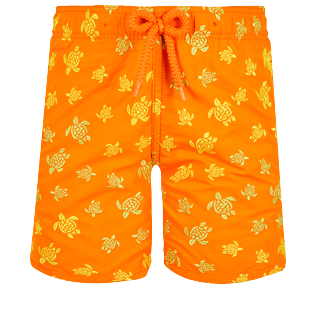 Boys Others Embroidered - Boys Swimwear Embroidered Micro Ronde Des Tortues - Limited Edition, Apricot front view