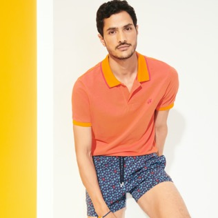 Picture of Men Stretch classic Printed - Men Stretch Swim Trunks Micro Ronde Des Tortues Tricolore, Navy details view 2 Picture of Men Stretch classic Printed - Men Stretch Swim Trunks Micro Ronde Des Tortues Tricolore, Navy details view 2