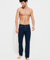Men 5-Pockets printed Denim Pants Neo Medusa Dark denim w1 front worn view