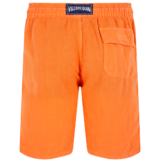 Men Others Solid - Men Linen Bermuda Shorts cargo pockets, Guava back view