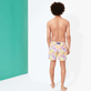 Men Classic Embroidered - Men Swim Trunks Embroidered 1984 Invisible Fish - Limited Edition, Pink polka back worn view