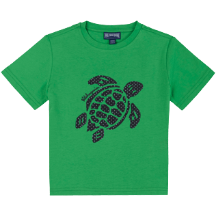 Boys Others Printed - Boys Cotton T-Shirt Turtles 3D effect, Grass green front view