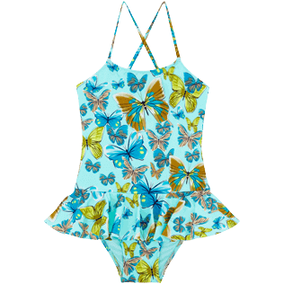 Girls One piece Printed - Girls One-piece Swimsuit Butterflies, Lagoon front view