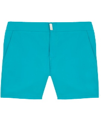男款 Flat belts 纯色 - 男士纯色平带弹力泳裤, Azure 正面图