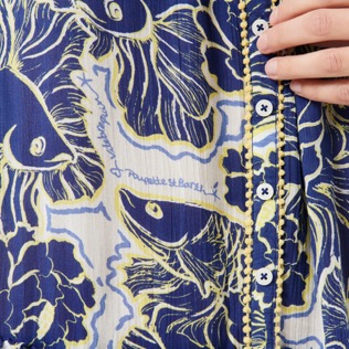 Mujer Autros Estampado - Vestido corto de mujer con estampado Hidden Fishes - Vilebrequin x Poupette St Barth, Purple blue detalles vista 2