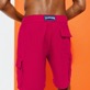 Hombre Autros Liso - Bermudas tipo cargo en lino de color liso para hombre, Burgundy detalles vista 4