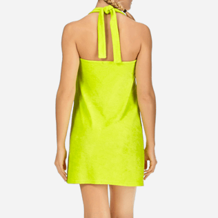 Mujer Vestido Liso - Vestido en tejido terry con estampado liso para anudar alrededor del cuello para mujer, Limoncillo supp2 Mujer Vestido Liso - Vestido en tejido terry con estampado liso para anudar alrededor del cuello para mujer, Limoncillo supp2