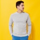 Hombre Autros Liso - Men Cotton Sweatshirt Solid, Lihght gray heather vista frontal desgastada