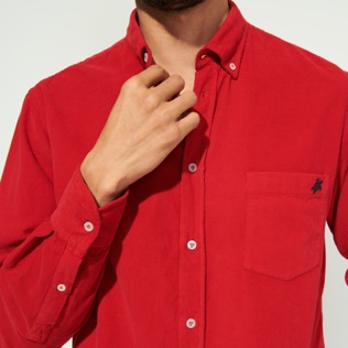 Hombre Autros Liso - Camisa en terciopelo de color liso para hombre, Carmin detalles vista 4