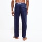 Men Others Solid - Unisex Linen Pants Solid, Navy back worn view