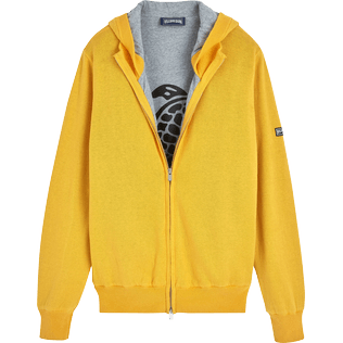 Men Others Solid - Men Full Zip Cotton Cashmere Cardigan, Buttercup yellow front view
