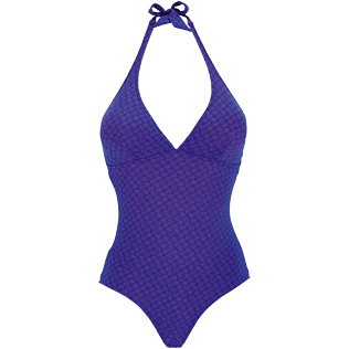 Mujer Una pieza Liso - Bañador de una sola pieza efecto moldeador con estampado Micro Turtles para mujer, Mar azul front Mujer Una pieza Liso - Bañador de una sola pieza efecto moldeador con estampado Micro Turtles para mujer, Mar azul front