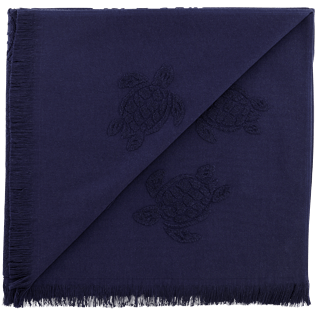 Others Solid - Fouta with fringes Turtles pattern, Navy back Others Solid - Fouta with fringes Turtles pattern, Navy back