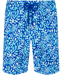Men Long classic Printed - Men Swimwear Long Ultra-light and packable Turtles Splash, Sea blue front view