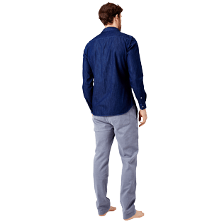 Hombre Autros Liso - Camisa vaquera de algodón para hombre, Dark denim w1 backworn Hombre Autros Liso - Camisa vaquera de algodón para hombre, Dark denim w1 backworn
