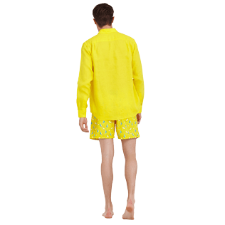 Hombre Autros Liso - Camisa de lino lisa para hombre, Buttercup yellow backworn Hombre Autros Liso - Camisa de lino lisa para hombre, Buttercup yellow backworn