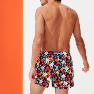 Men Stretch classic Printed - Men Stretch Swimwear 1977 Spring Flowers, Navy backworn Men Stretch classic Printed - Men Stretch Swimwear 1977 Spring Flowers, Navy backworn