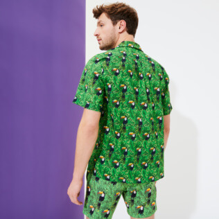 男款 Others 印制 - 男士 2005 Les Toucans 亚麻纯棉保龄球衫, Navy backworn 男款 Others 印制 - 男士 2005 Les Toucans 亚麻纯棉保龄球衫, Navy backworn