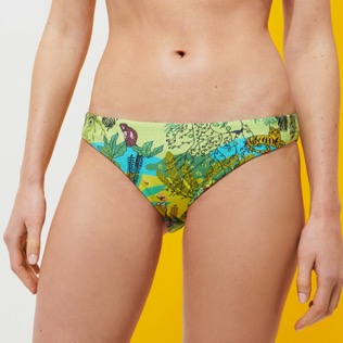 Mujer Braguitas Estampado - Braguita de bikini de talle medio con estampado Jungle Rousseau para mujer, Jengibre vista trasera desgastada