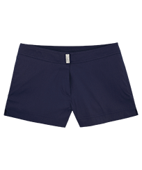 Donna Altri Unita - Shorts da bagno donna in tessuto elasticizzato tinta unita, Blu marine vista frontale