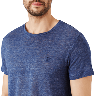 Hombre Autros Liso - Camiseta de lino de color liso para hombre, Dark heather blue supp1 Hombre Autros Liso - Camiseta de lino de color liso para hombre, Dark heather blue supp1