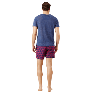 Hombre Autros Liso - Camiseta de lino de color liso para hombre, Dark heather blue backworn Hombre Autros Liso - Camiseta de lino de color liso para hombre, Dark heather blue backworn