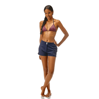 Women Others Solid - Women Stretch Swimwear fabric Shortie Solid, Navy frontworn Women Others Solid - Women Stretch Swimwear fabric Shortie Solid, Navy frontworn