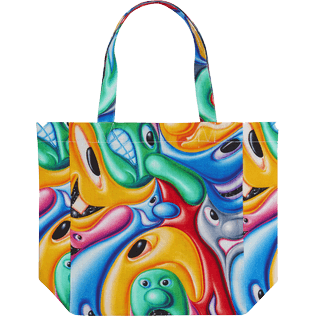 Fitted Printed - Tote bag Faces In Places - Vilebrequin x Kenny Scharf, Multicolor back view